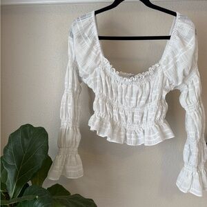 Princess Polly White Smocked Women's Top